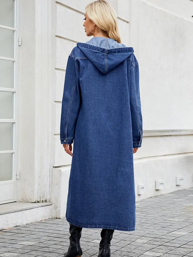 Primadon Trenchcoats Lässiger Denim Trenchcoat für Damen langarm vielseitig Frühling atmungsaktiv