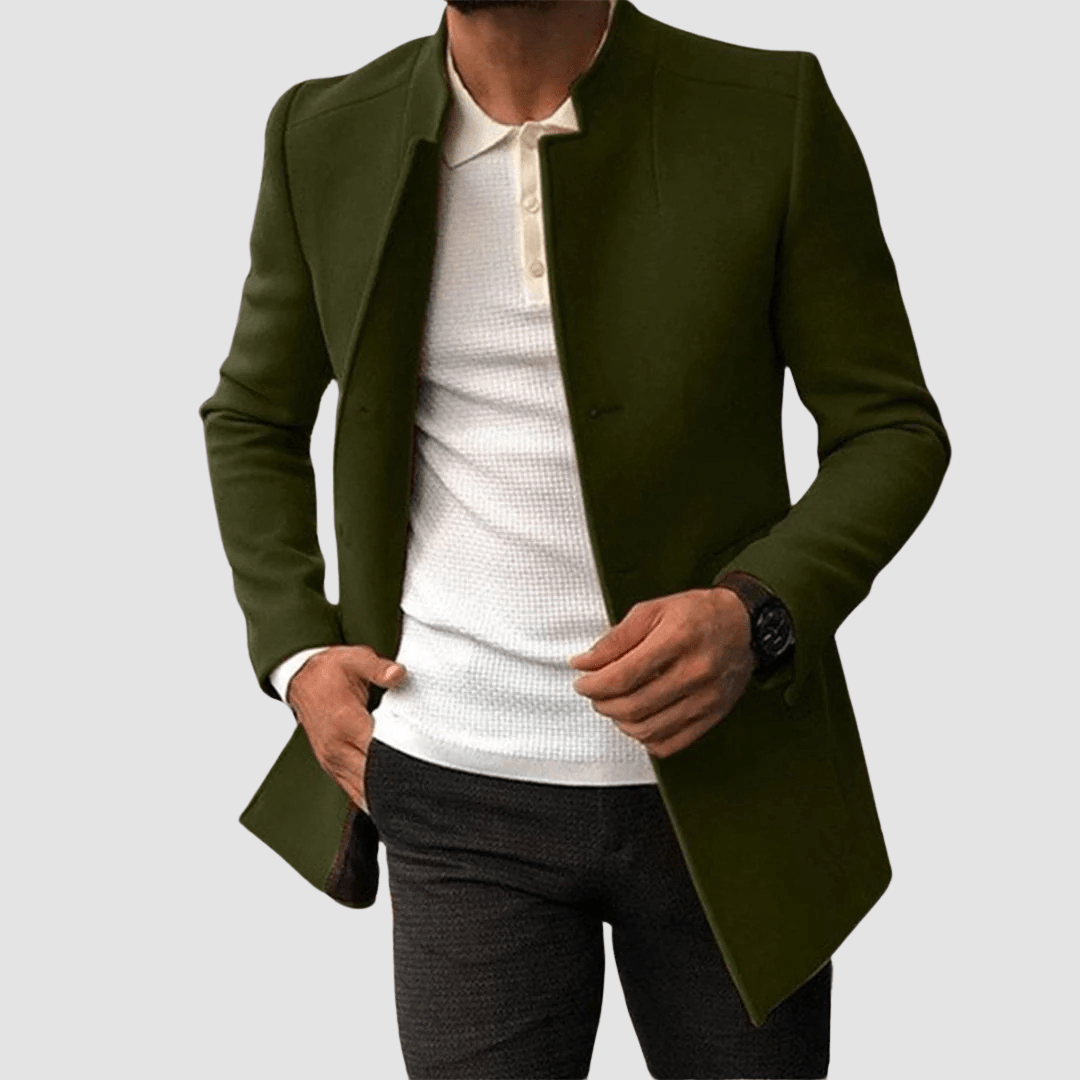Primadon Übermäntel Armeegrün / S Victor | Eleganter Herrenmantel Lang Schwarz für Winter