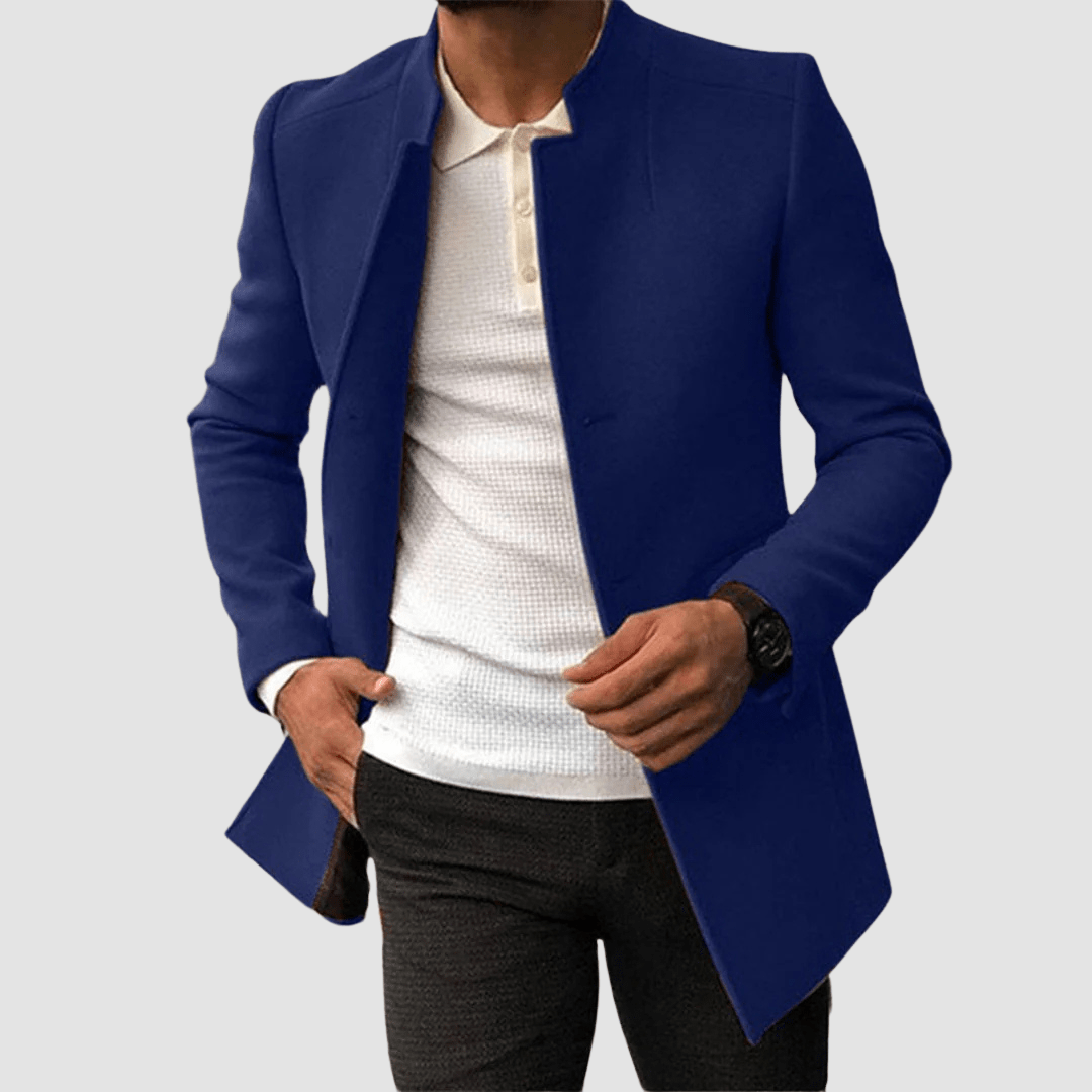 Primadon Übermäntel Blau / S Victor | Eleganter Herrenmantel Lang Schwarz für Winter