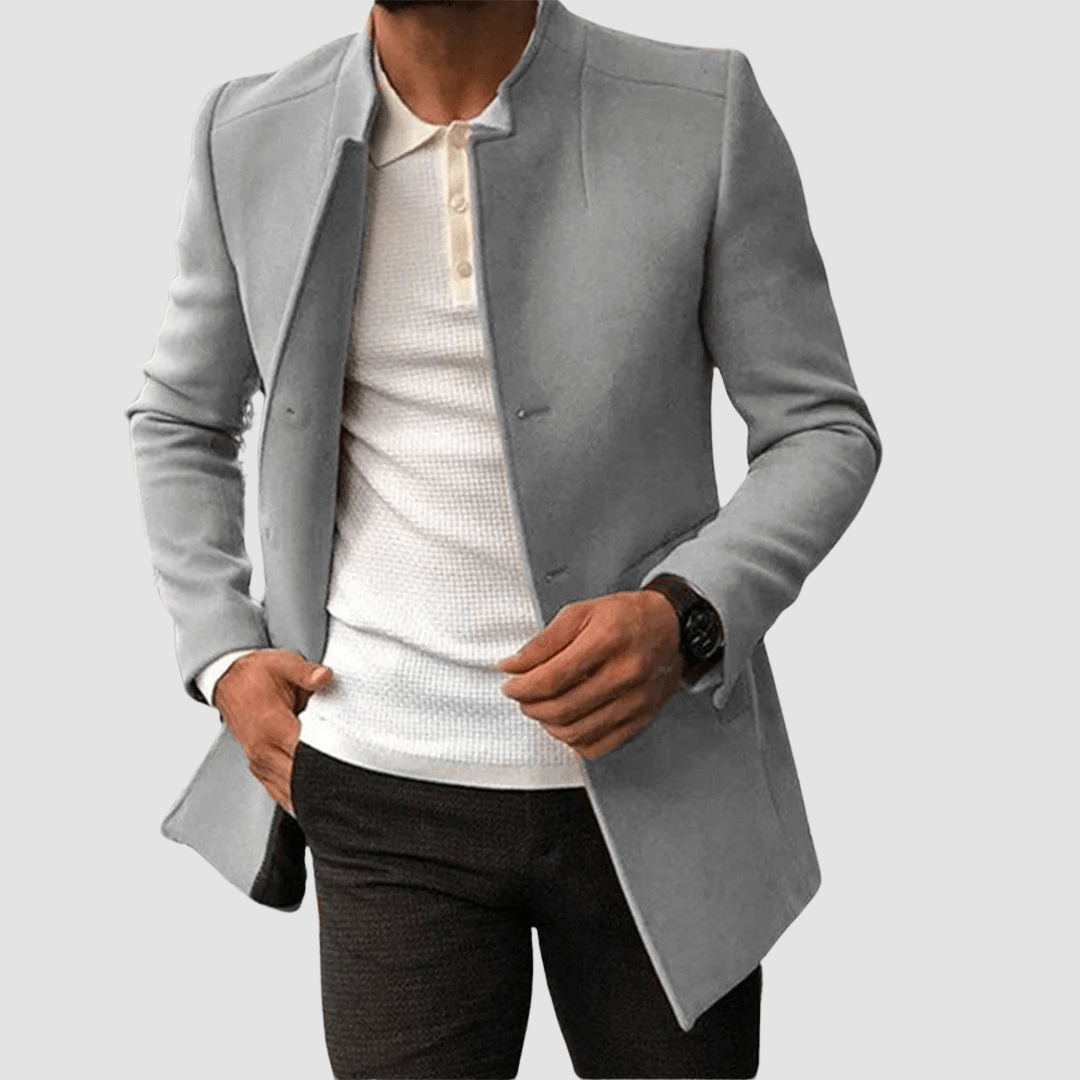 Primadon Übermäntel Grau / S Victor | Eleganter Herrenmantel Lang Schwarz für Winter