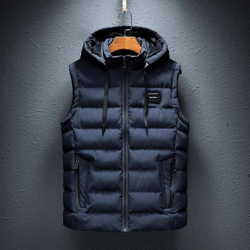 Primadon Westen Blau / M Max | Isolierende Herren Weste mit Kapuze für Outdoor warm