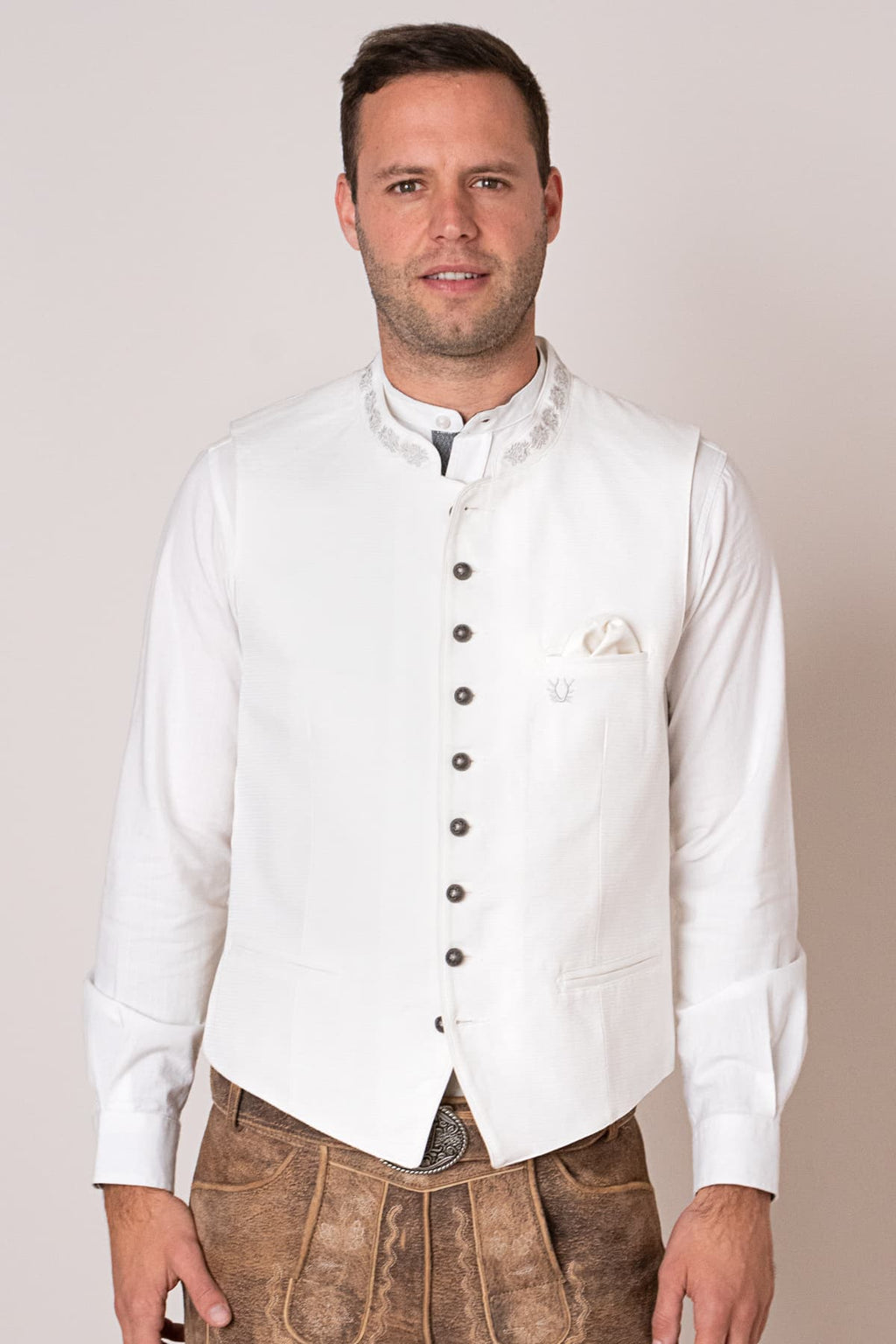 Primadon Westen Boris | Elegante Trachtenweste Herren für Oktoberfest blau