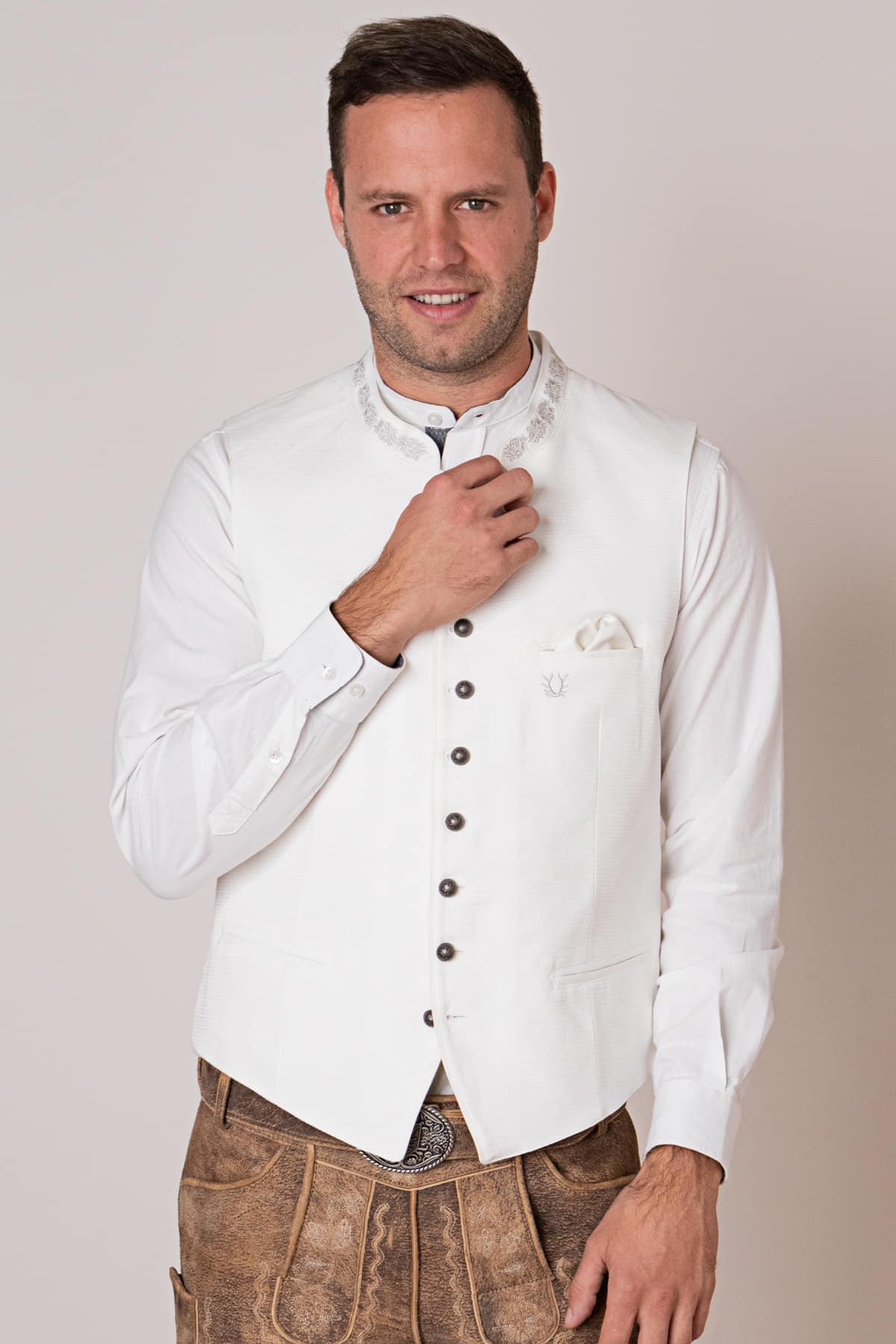 Primadon Westen Boris | Elegante Trachtenweste Herren für Oktoberfest blau