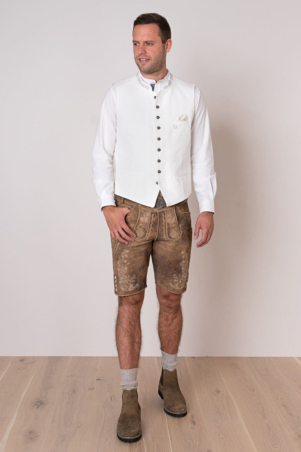 Primadon Westen Boris | Elegante Trachtenweste Herren für Oktoberfest blau