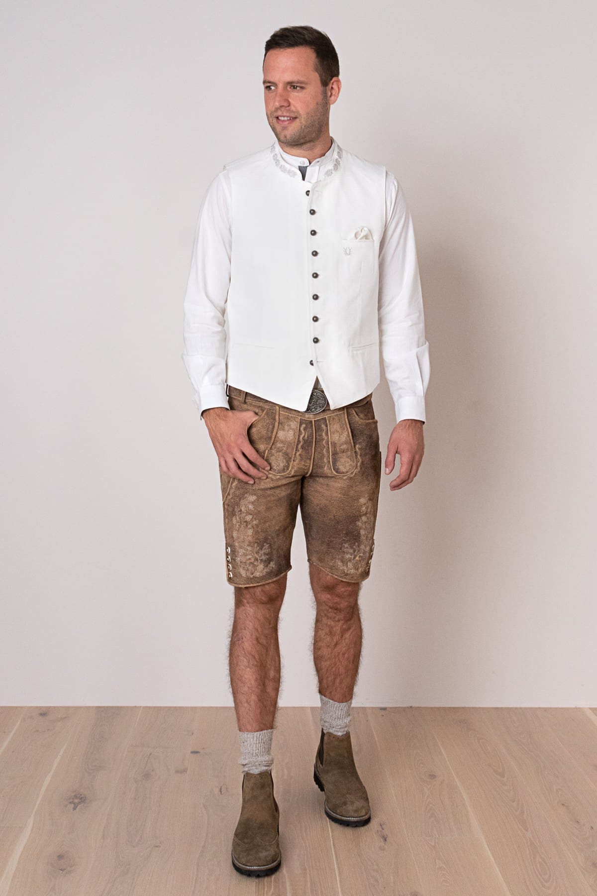 Primadon Westen Boris | Elegante Trachtenweste Herren für Oktoberfest blau