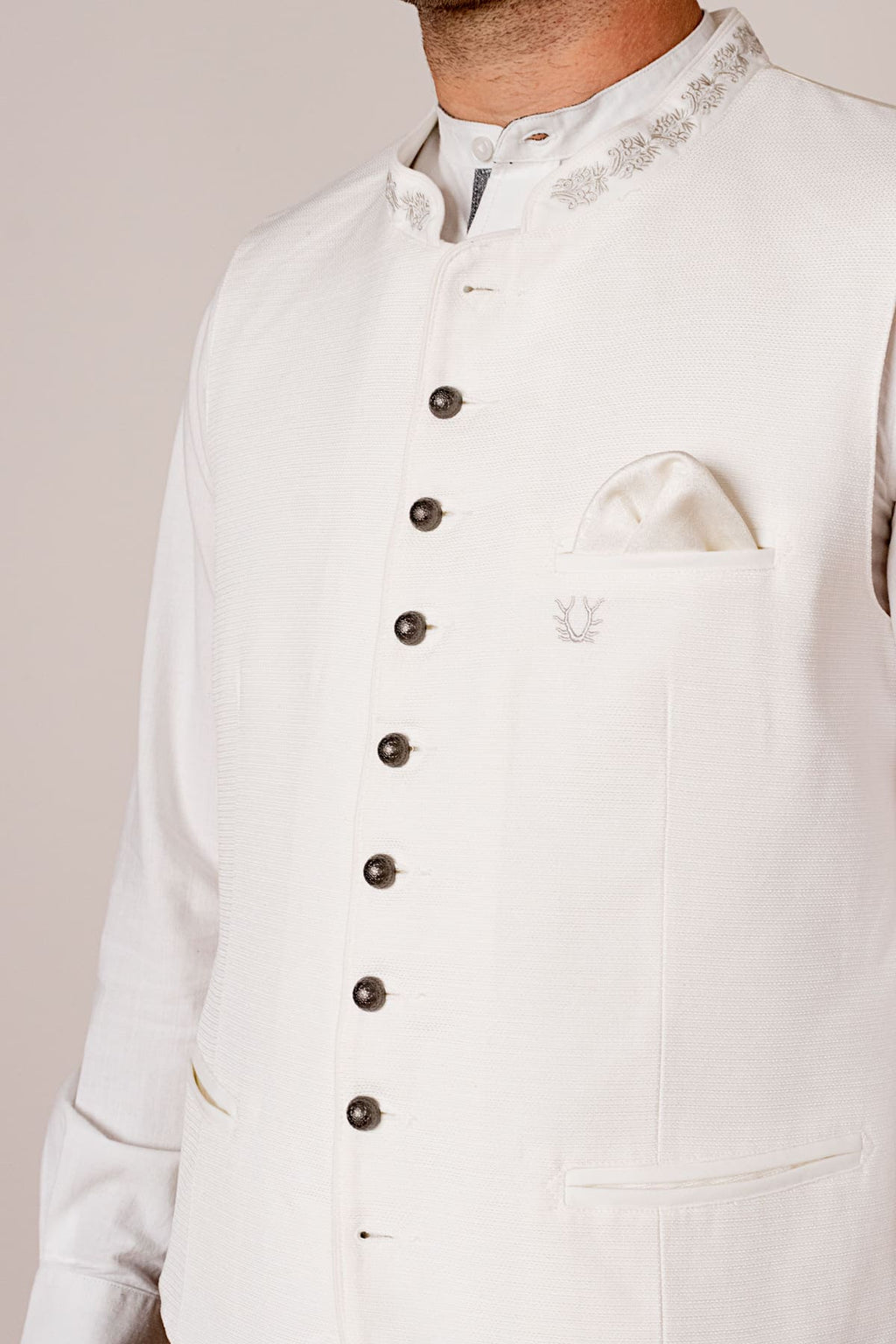 Primadon Westen Boris | Elegante Trachtenweste Herren für Oktoberfest blau