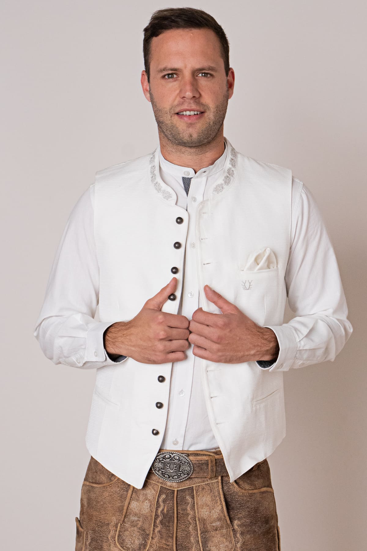 Primadon Westen Boris | Elegante Trachtenweste Herren für Oktoberfest blau