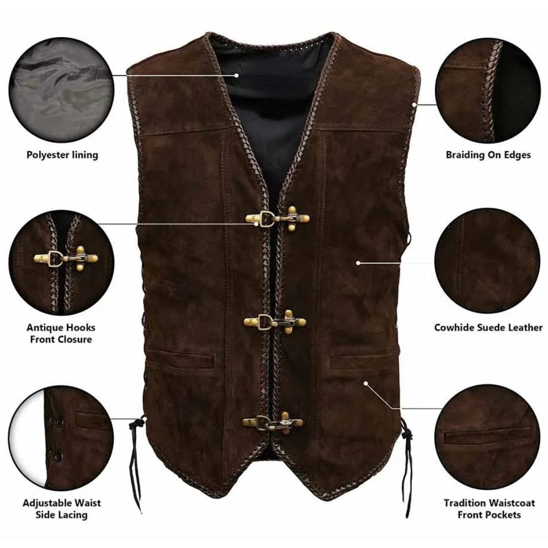 Primadon Westen Carter | Elegante Trachtenweste für Herren Wildleder Oktoberfest