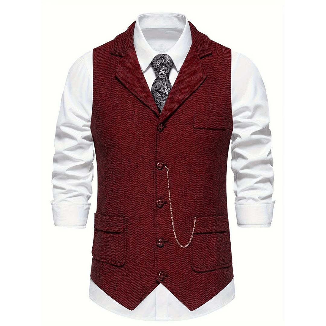 Primadon Westen Dunkel Rot / S Max | Elegante Herrenweste ärmellos für Sommer Schwarz