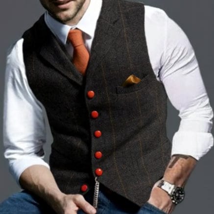 Primadon Westen Dunkelgrau / XS Anton | Elegante Herrenweste mit Reverskragen Sommer
