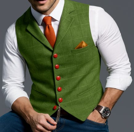 Primadon Westen Grün / XS Anton | Elegante Herrenweste mit Reverskragen Sommer