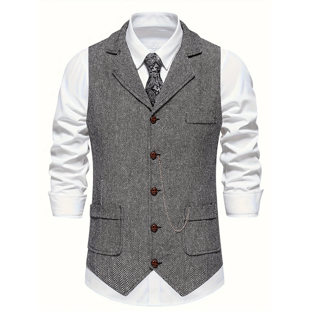 Primadon Westen Hell Grau / S Max | Elegante Herrenweste ärmellos für Sommer Schwarz