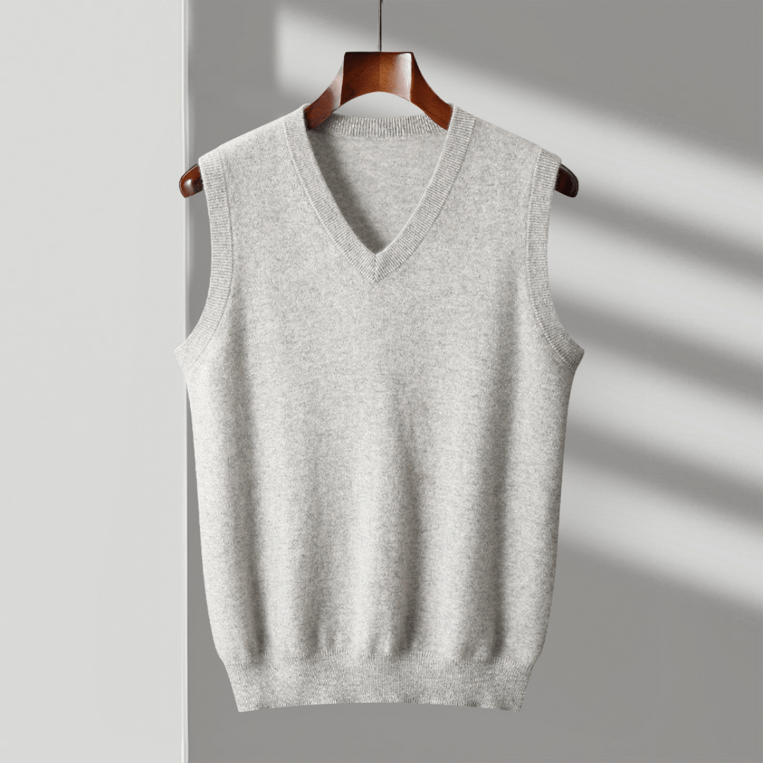 Primadon Westen Hellgrau / XS Carsten | Elegante Merino-Weste für Herren ganzjährig