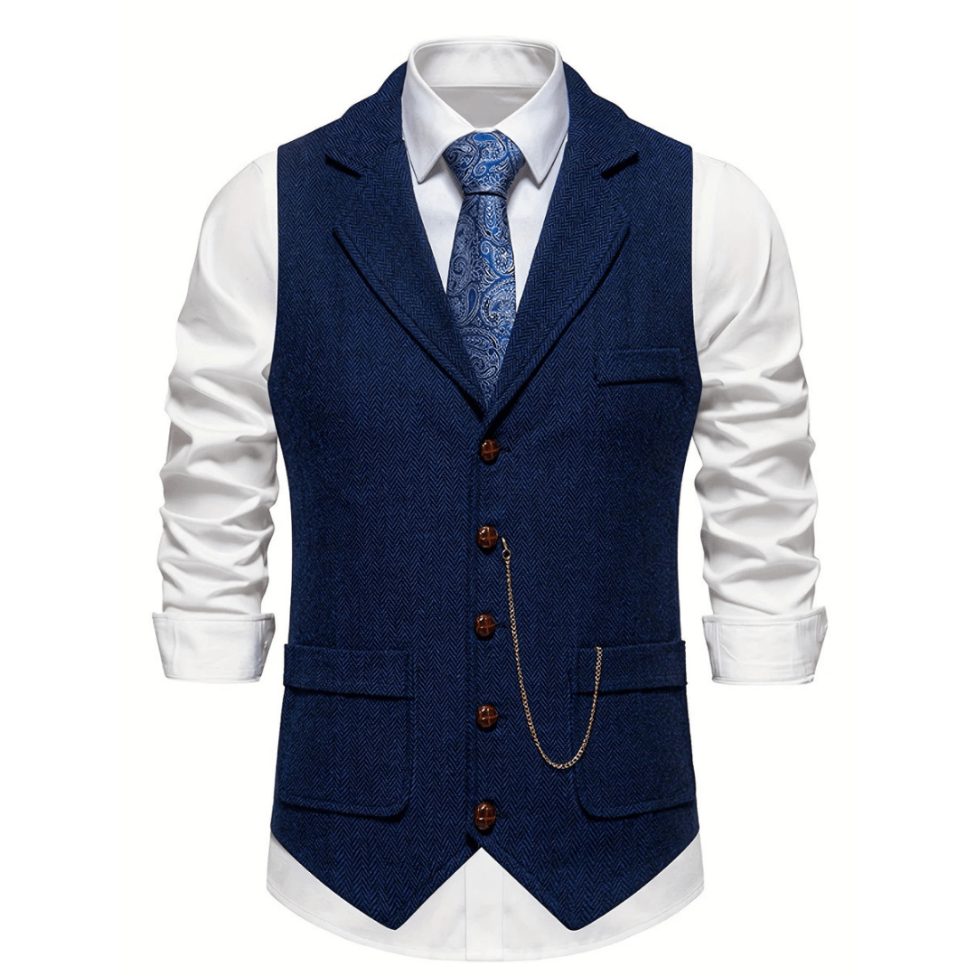 Primadon Westen Marine Blau / S Max | Elegante Herrenweste ärmellos für Sommer Schwarz