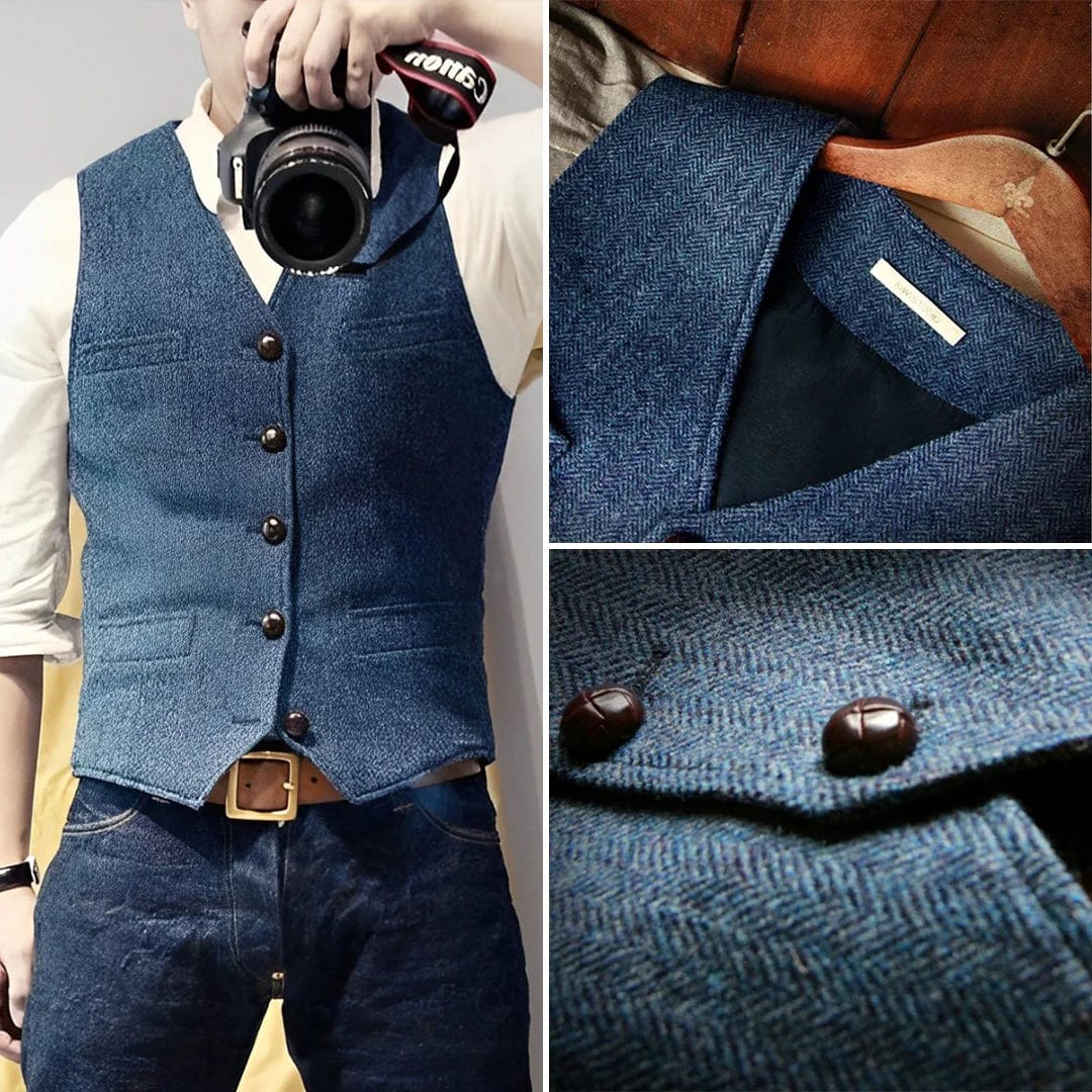 Primadon Westen Max | Stilvolle Weste Herren ärmellos Vintage Schwarz