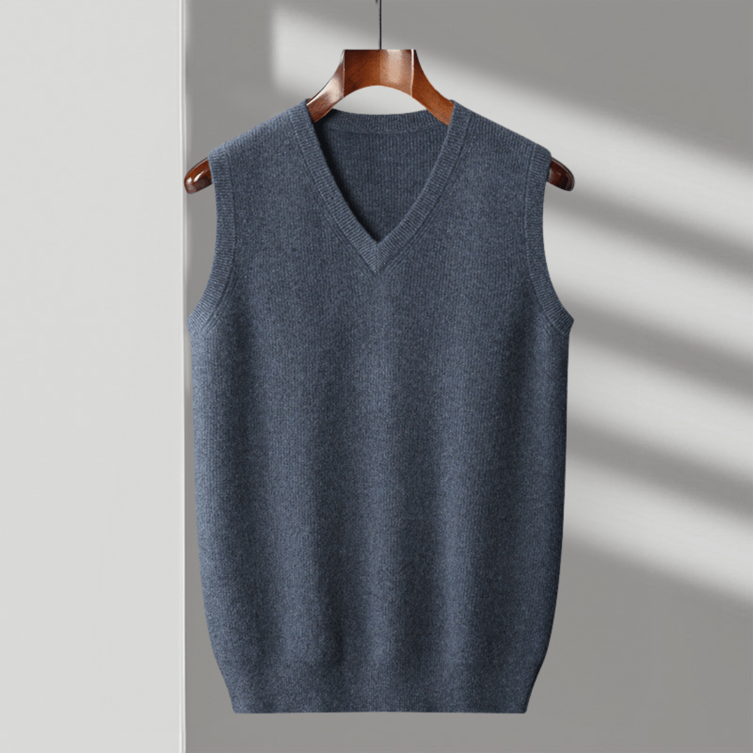 Primadon Westen Schieferblau / XS Carsten | Elegante Merino-Weste für Herren ganzjährig