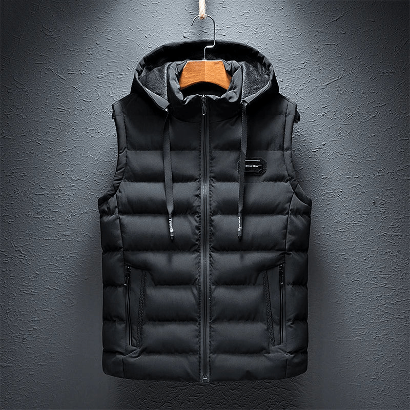Primadon Westen Schwarz / M Max | Isolierende Herren Weste mit Kapuze für Outdoor warm