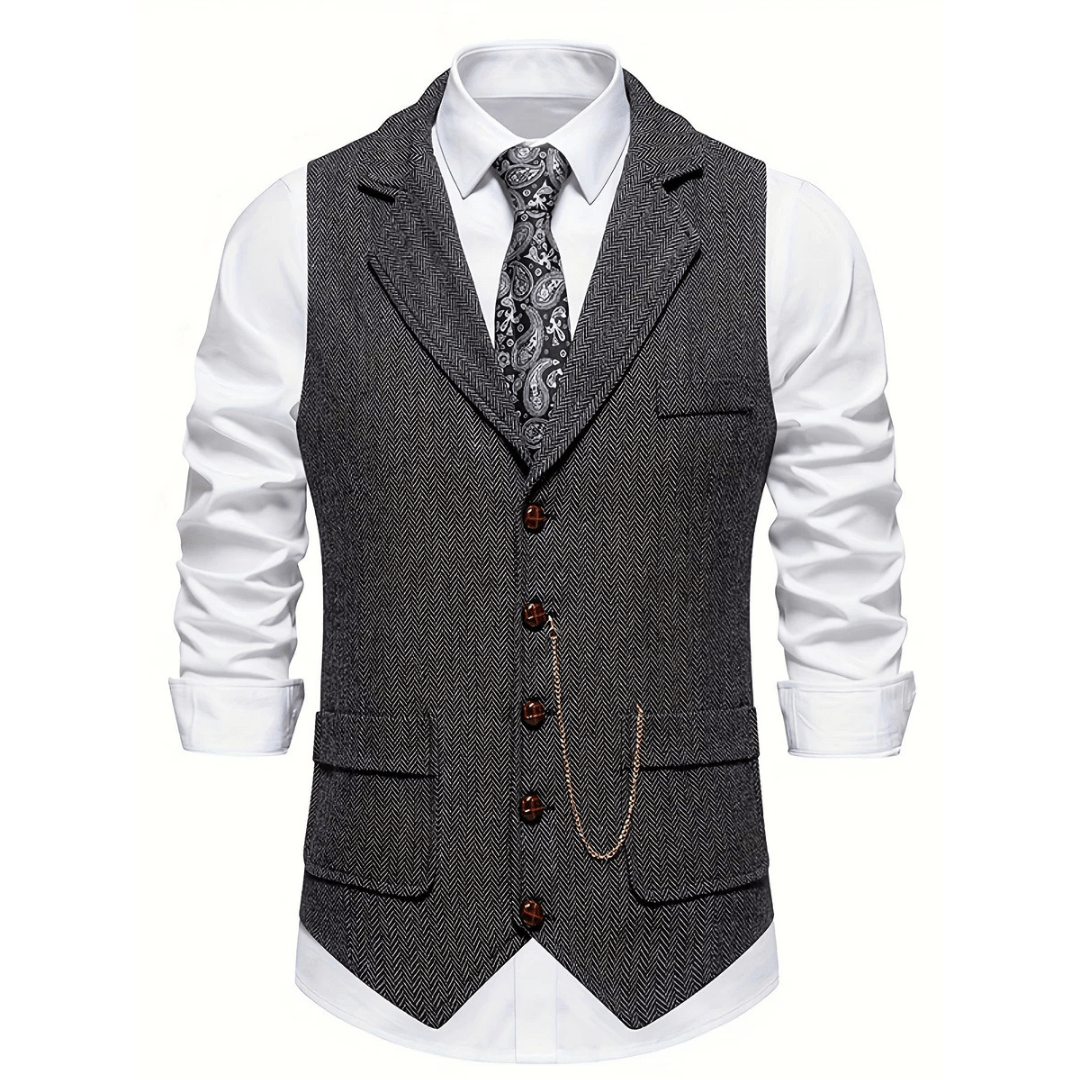 Primadon Westen Tief Grau / S Max | Elegante Herrenweste ärmellos für Sommer Schwarz