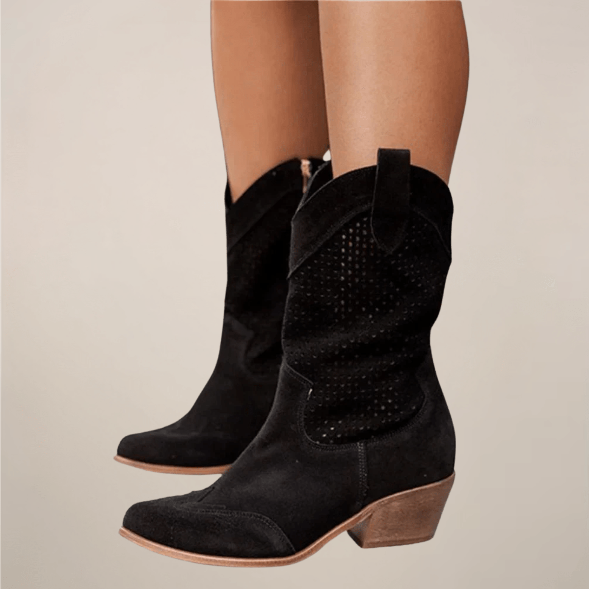 Primadon Western Stiefel Schwarz / 2 Clara | Atmungsaktive Stiefel für Damen Sommer