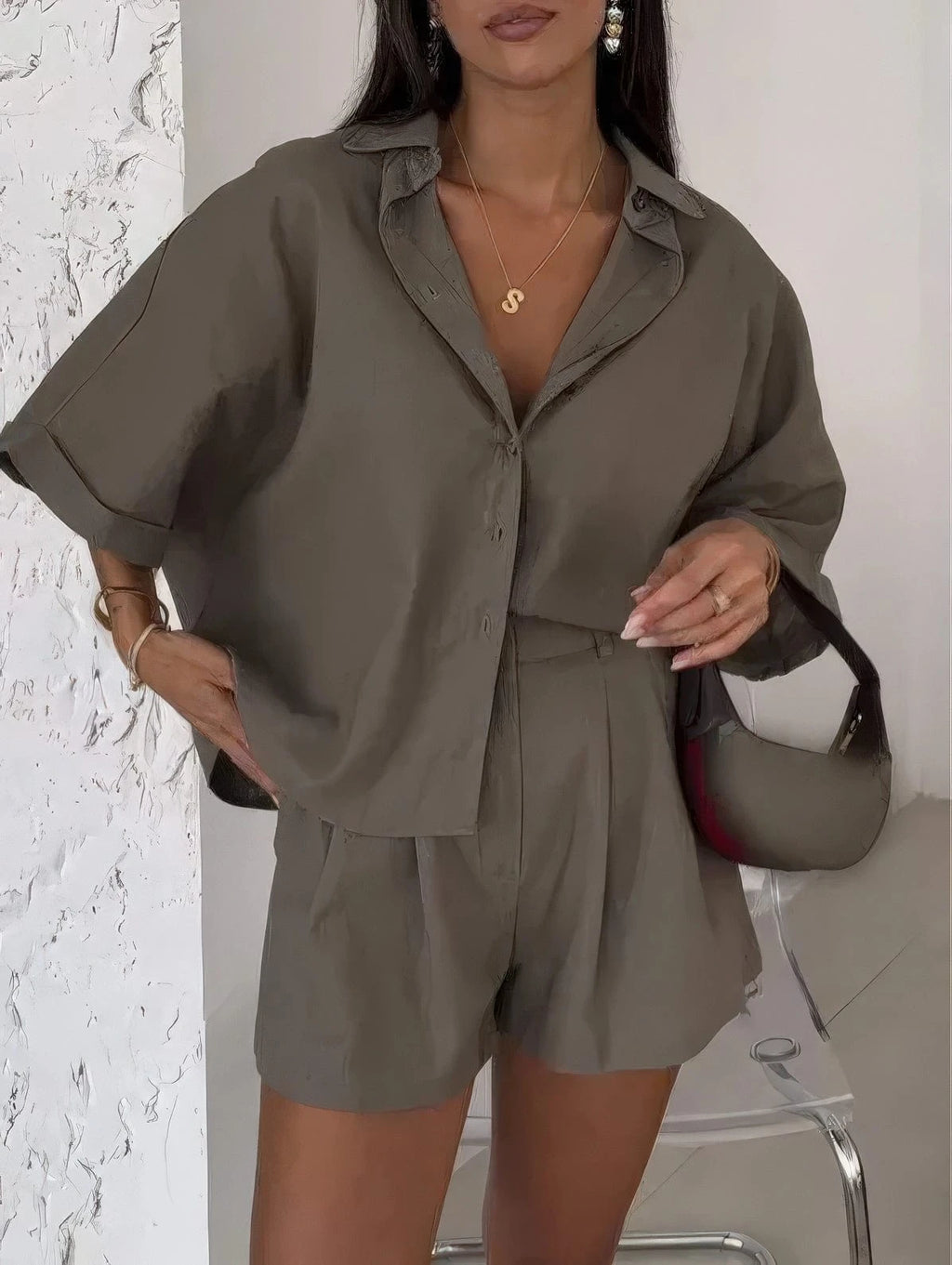 Primadon Zweiteilige Sets Dunkelgrau / S Sophie | lässiger Zweiteiler für Damen Sommer locker